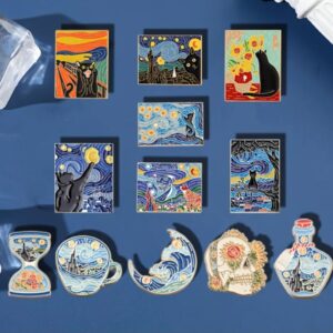 Broches de pintura en óleo de la noche estrellada de Van Gogh